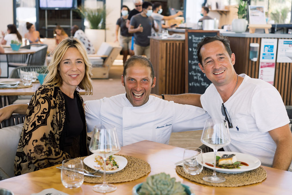 Massimo Larosa with Daniel and ALexandra The Ibiza Catering at Pura Vida Beach Restaurant